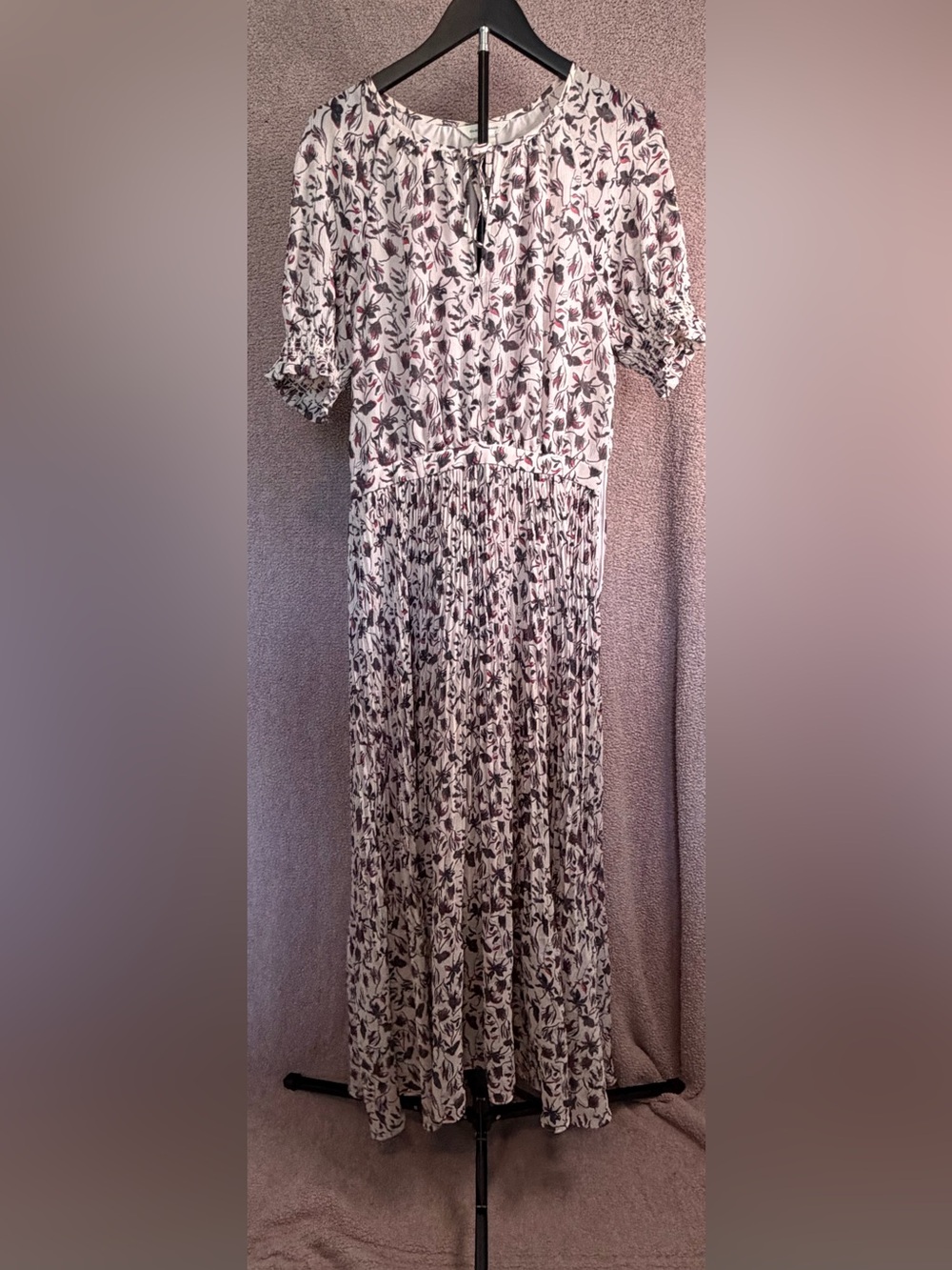 Club Monaco Floral Smocked Cuff Pleated Maxi Dress Size 6